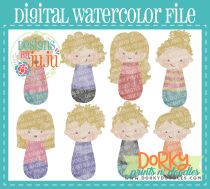 Woman Blonde Hair Multipack Digital Watercolor PNG File