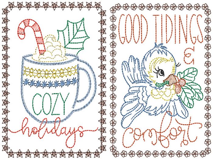 Christmas Greeting Cards 20 | Machine Embroidery Designs by JuJu