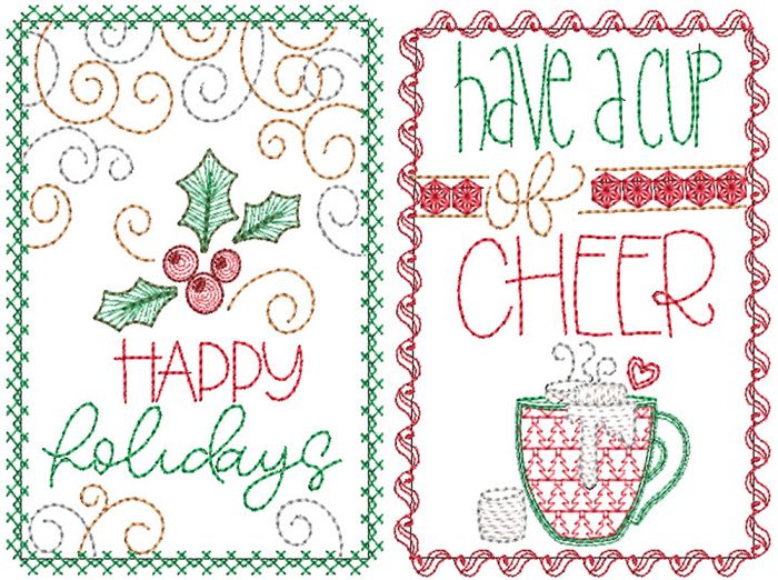 Christmas Greeting Cards 9 | Machine Embroidery Designs by JuJu