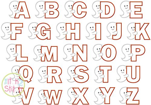 Ghost Alphabet Set Applique | Machine Embroidery Designs by JuJu