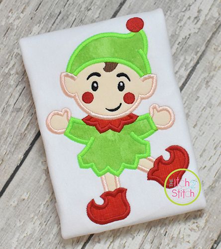 Happy Elf Boy Applique | Machine Embroidery Designs by JuJu