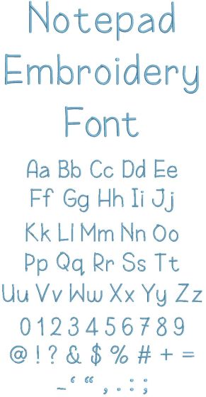 Notepad Embroidery Font | Machine Embroidery Designs by JuJu
