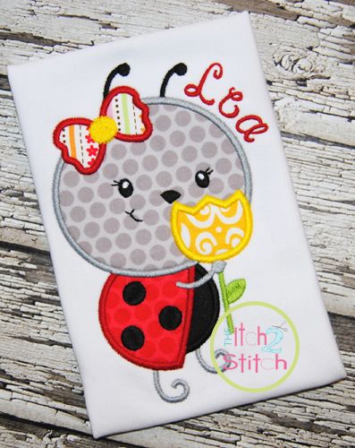 Ladybug Tulip Applique | Machine Embroidery Designs by JuJu