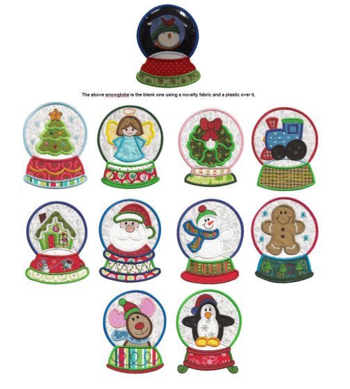 Snowglobes Christmas Applique Machine Embroidery Designs by JuJu 