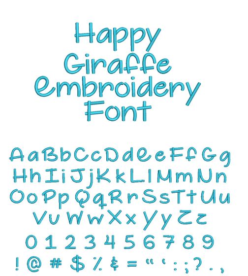 Happy Giraffe Embroidery Font Machine Embroidery Designs by JuJu