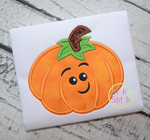 Cute Fall Pumpkin Applique | Machine Embroidery Designs by JuJu