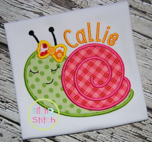 Sleepy Snail  Applique | Machine Embroidery Designs by JuJu