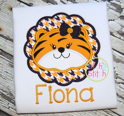 Tiger Face Scallop Girl Applique | Machine Embroidery Designs by JuJu