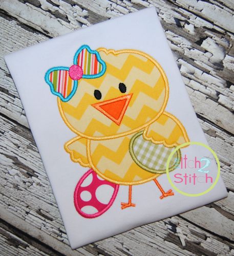 Easter Chick Girl Applique | Machine Embroidery Designs by JuJu