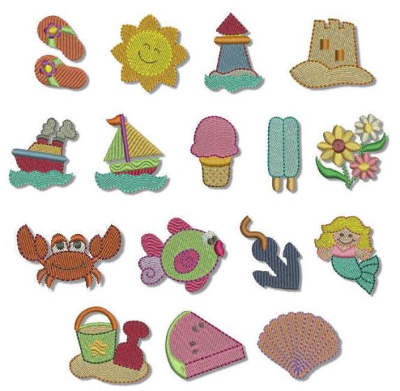 Itty Bitty Summer Machine Embroidery Designs by JuJu