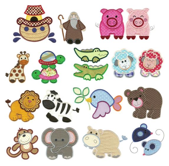 Noah and Friends Applique Machine Embroidery Designs by JuJu 