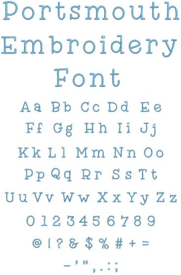 Portsmouth Embroidery Font | Machine Embroidery Designs by JuJu