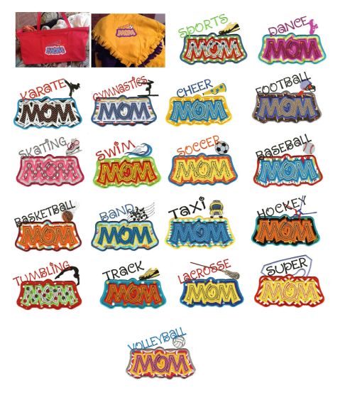 Sports Mom Applique Machine Embroidery Designs by JuJu 