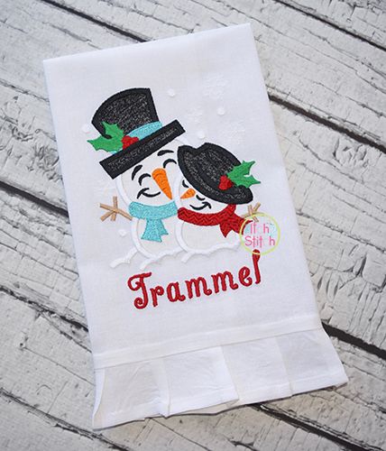 Snowman Love Couple Applique | Machine Embroidery Designs by JuJu