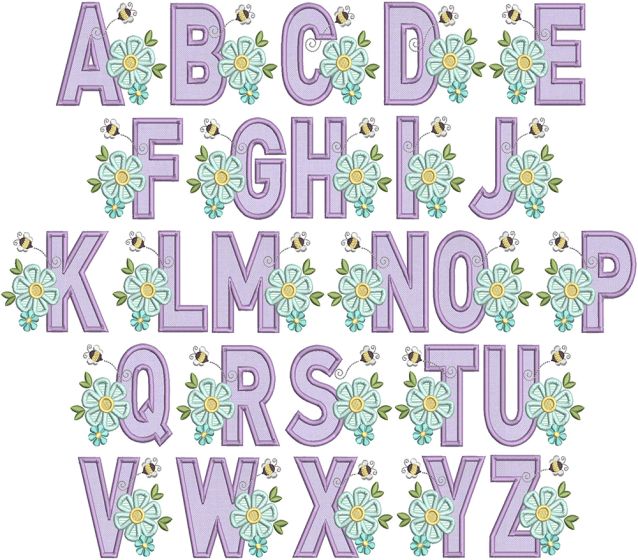 Bee Blossom Applique Alphabet | Machine Embroidery Designs by JuJu