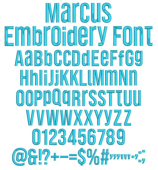 Marcus Embroidery Font | Machine Embroidery Designs by JuJu