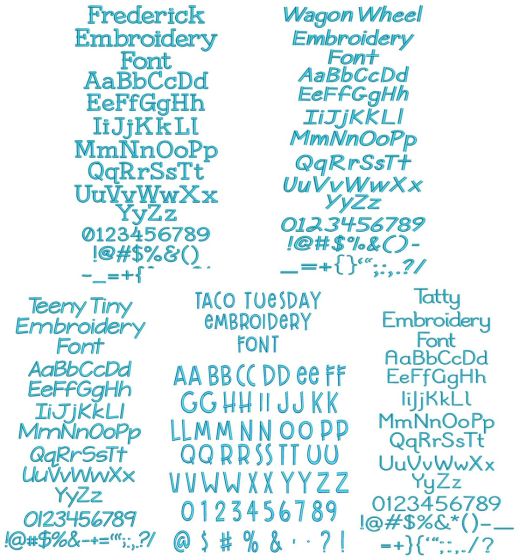 Quarter Inch Font Bundle 2 | Machine Embroidery Designs by JuJu
