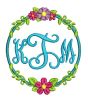 Circle Flower Wreaths Monogram Frames Machine Embroidery Designs by JuJu