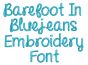 Barefoot in Blue jeans Embroidery Font Machine Embroidery Designs by JuJu