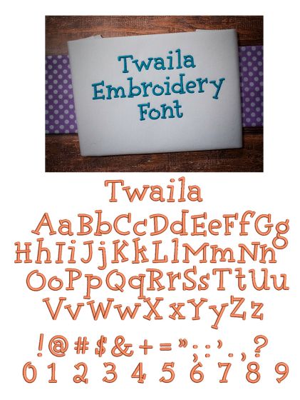 Twaila Embroidery Font Machine Embroidery Designs by JuJu