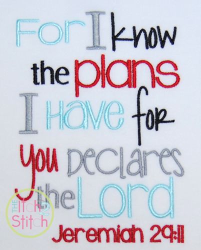 Jeremiah 29:11 Boy Version (For I know the Plans I have For You) | Machine Embroidery Designs by JuJu