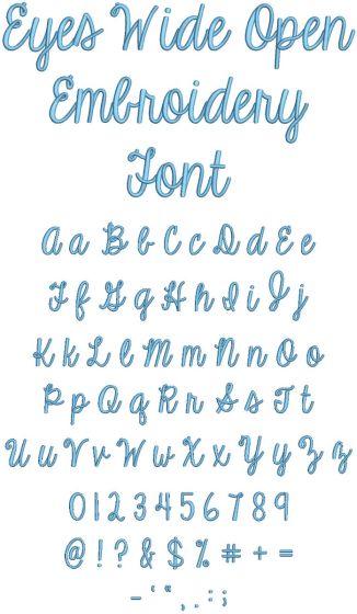 Eyes Wide Open Embroidery Font | Machine Embroidery Designs by JuJu