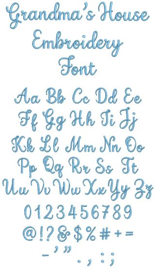 Grandma's House Font Digital Embroidery Machine Designs by JuJu
