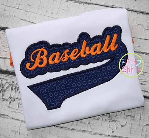 Baseball Tail Applique | Machine Embroidery Designs by JuJu