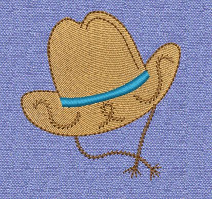 Free cowboy hat machine embroidery design