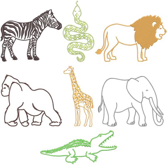 Animal Silhouettes Digital Machine Embroidery Designs by JuJu