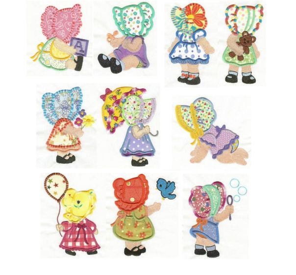 Sunbonnet Babies Applique Machine Embroidery Designs by JuJu 