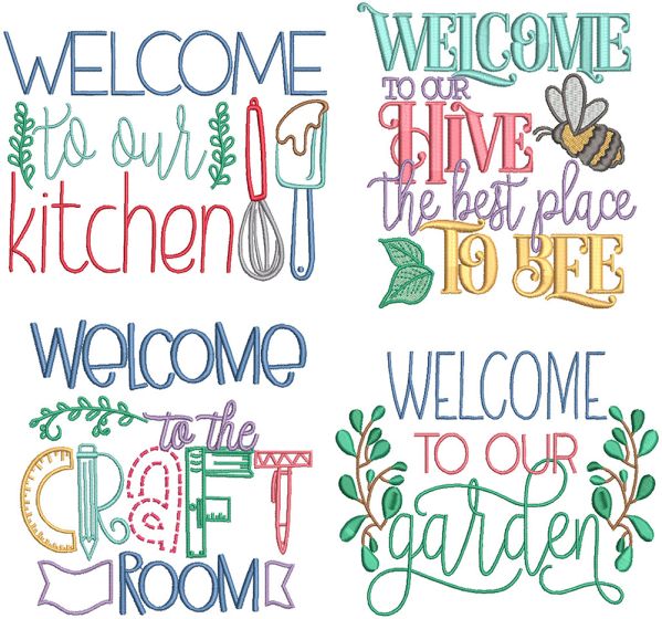 Welcome Signs 6 | Machine Embroidery Designs by JuJu