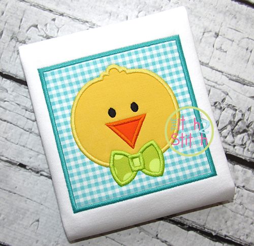 Chick Face Box Applique | Machine Embroidery Designs by JuJu