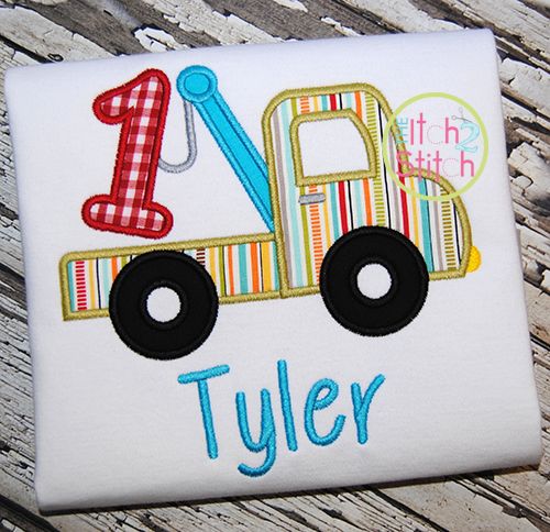 Tow Truck Number 1 Applique | Machine Embroidery Designs by JuJu