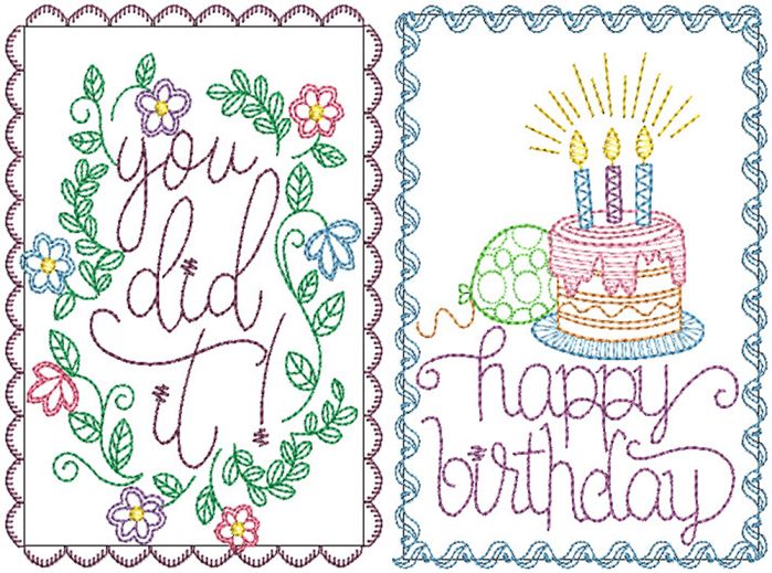 Celebration Greeting Cards Set 3 | Machine Embroidery Designs by JuJu