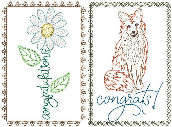 Congratulation Greeting Cards | Machine Embroidery Designs by JuJu