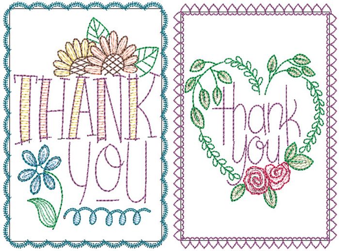 Thank You Greeting Cards 1 | Machine Embroidery Designs by JuJu
