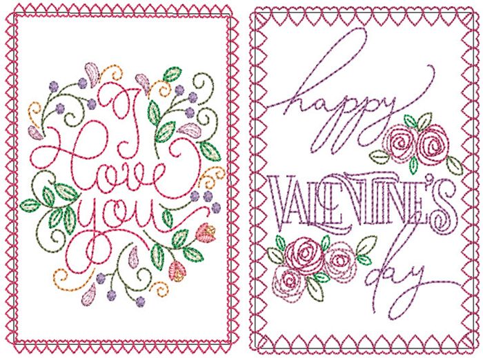 Valentines Greeting Cards 7 | Machine Embroidery Designs by JuJu