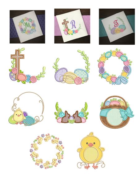 Easter Monogram Frames Machine Embroidery Designs By JuJu