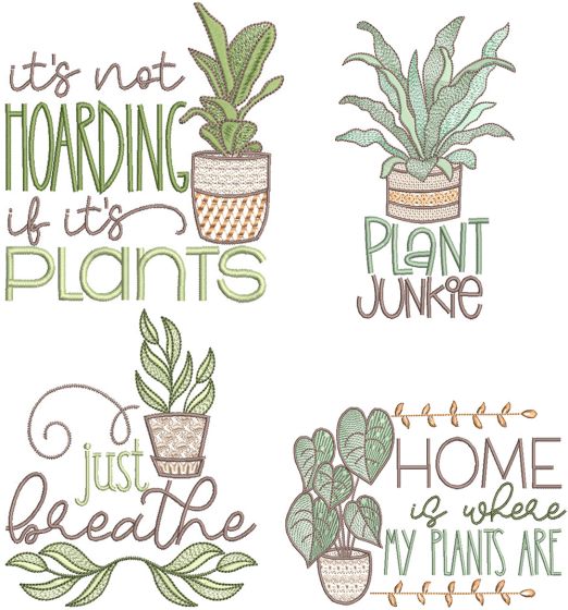 Plant Lovers Word Art 4 | Machine Embroidery Designs by JuJu