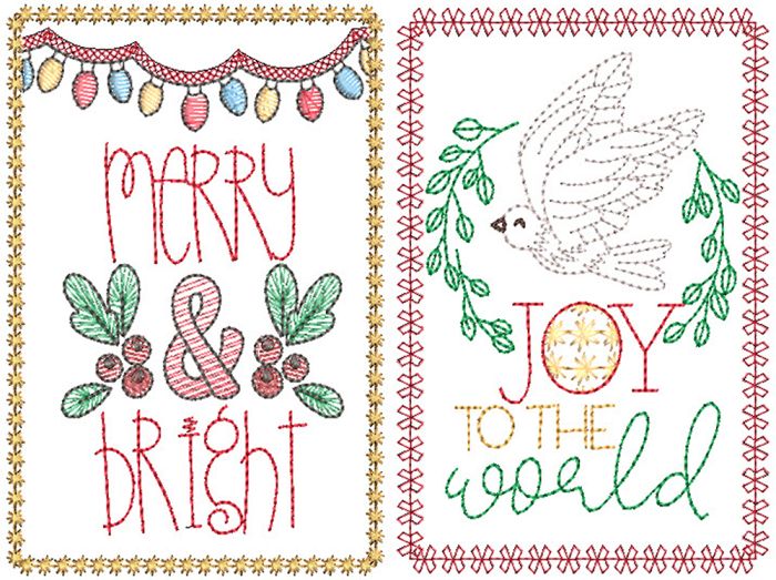 Christmas Greeting Cards 11 | Machine Embroidery Designs by JuJu