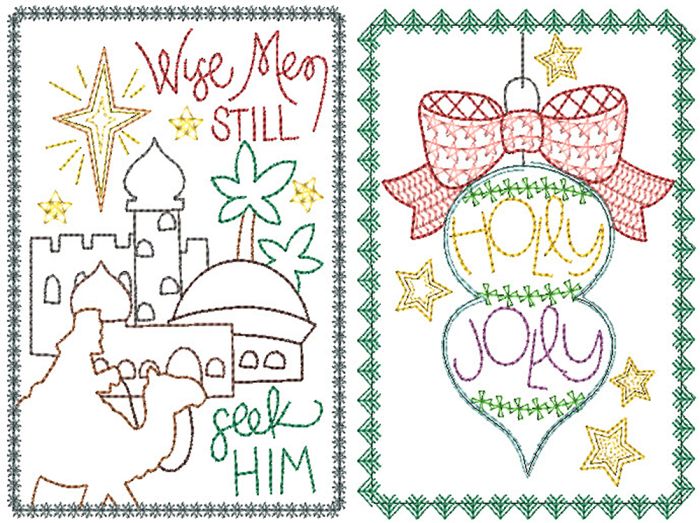 Christmas Greeting Cards 19 | Machine Embroidery Designs by JuJu