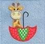 Cute giraffe in umbrella applique stipple quilt block machine embroidery design