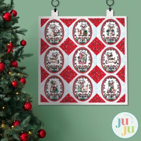 In The Hoop Santas Reindeer Wall Hanging Christmas Decoration | Machine Embroidery Designs by JuJu