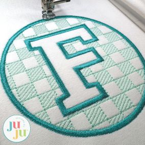 Embossed Checkered Alphabet Embroidery Set | Machine Embroidery Designs by JuJu
