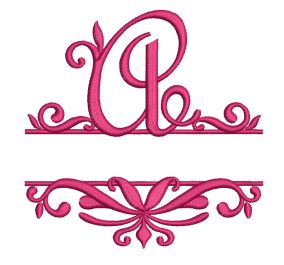 Elegant Split Damask Monogram Machine Embroidery Designs by JuJu