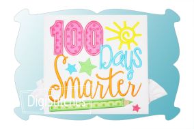 100 Days Smarter Girl Applique | Machine Embroidery Designs by JuJu