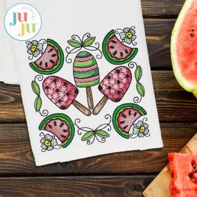 Watermelon Treats Embroidery Design | Machine Embroidery Designs by JuJu