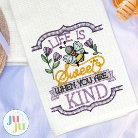 Bee Word Art 2 Embroidery Set | Machine Embroidery Designs by JuJu