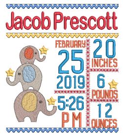 Baby Elephants Birth Announcement Template Machine Embroidery Designs by JuJu